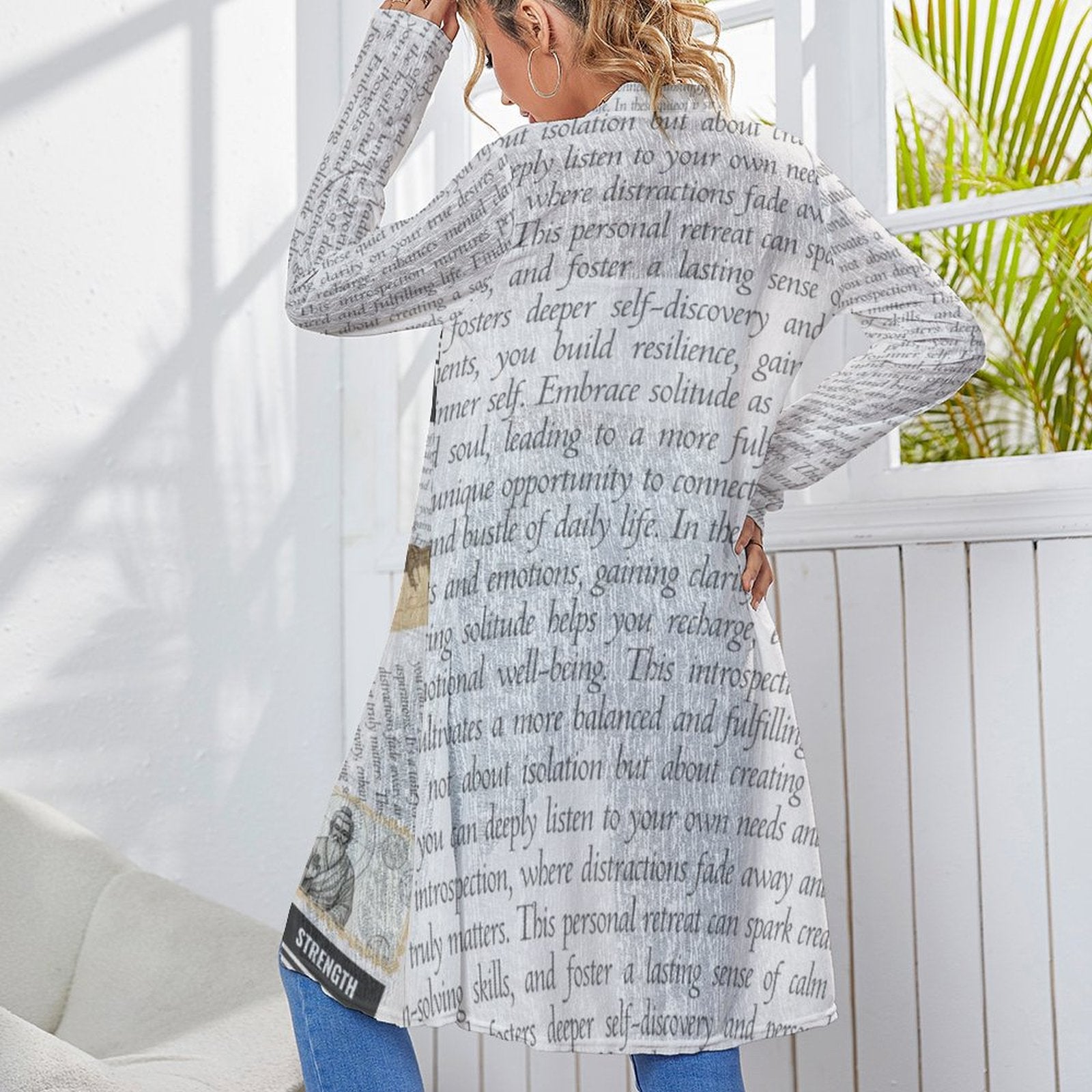 Whispers of Stillness - Women's Mid - Length Cardigan by Teo Teglia Art