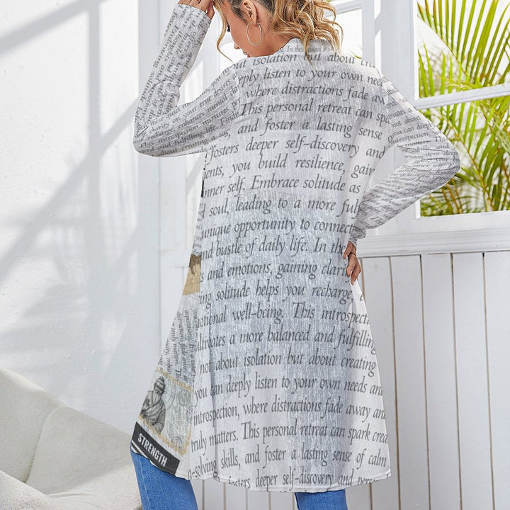 Whispers of Stillness - Women's Mid - Length Cardigan by Teo Teglia Art